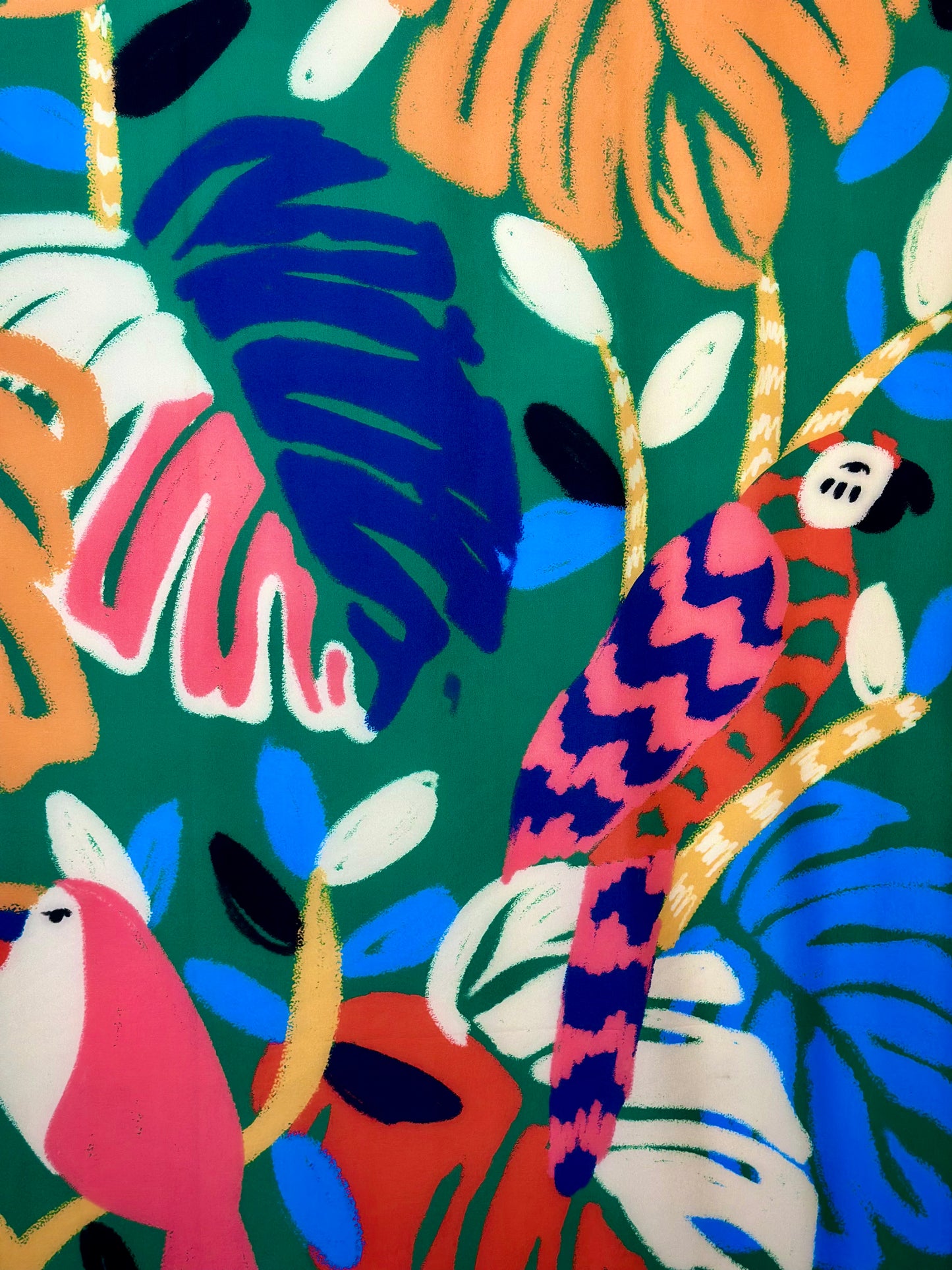 Brazilian Multi Color  Bird Monstera Viscose Sarong Scarf