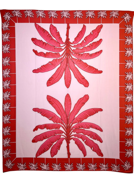 Pink & Red Palm Tree  Viscose Sarong/ Scarf